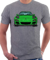 Mazda RX7 FD Late Model Lights Open. T-shirt in Heather Grey Color