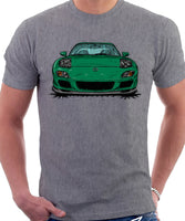 Mazda RX7 FD Late Model Lights Open. T-shirt in Heather Grey Color