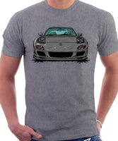 Mazda RX7 FD Late Model Lights Open. T-shirt in Heather Grey Color