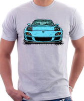 Mazda RX7 FD Late Model Lights Open. T-shirt in White Color