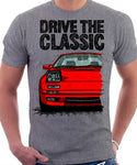 Drive The Classic Mazda RX7 Mk2 Turbo Late Model. T-shirt in Heather Grey Colour