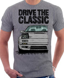 Drive The Classic Mazda RX7 Mk2 Turbo Late Model. T-shirt in Heather Grey Colour