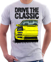 Drive The Classic Mazda RX7 Mk2 Turbo Late Model. T-shirt in White Colour