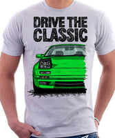 Drive The Classic Mazda RX7 Mk2 Late Model. T-shirt in White Colour