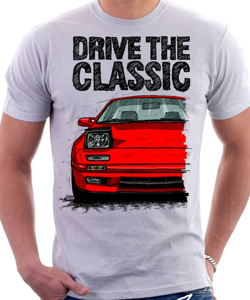 Drive The Classic Mazda RX7 Mk2 Late Model. T-shirt in White Colour