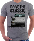 Drive The Classic Mazda RX7 Mk1  Early Model. T-shirt in Heather Grey Colour