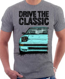 Drive The Classic Mazda RX7 Mk1  Late Model. T-shirt in Heather Grey Colour