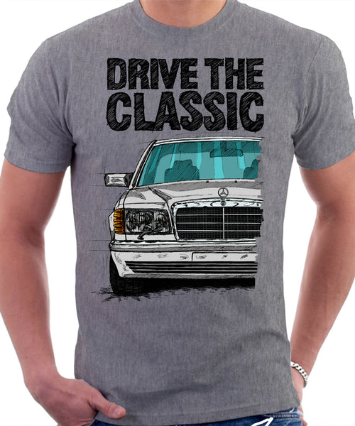 Drive The Classic Mercedes W126 Facelift T-shirt in Heather Grey Colour