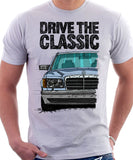 Drive The Classic Mercedes W126 Facelift Grey Bumpers T-shirt in White Colour