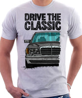 Drive The Classic Mercedes W126 Facelift Grey Bumpers T-shirt in White Colour