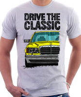 Drive The Classic Mercedes W126 Facelift Grey Bumpers T-shirt in White Colour