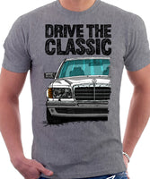 Drive The Classic Mercedes W126 Prefacelift Grey Bumpers T-shirt in Heather Grey Colour