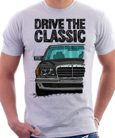 Drive The Classic Mercedes W126  Prefacelift Grey Bumpers T-shirt in White Colour