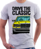 Drive The Classic Mercedes W126  Prefacelift Grey Bumpers T-shirt in White Colour