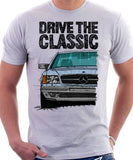 Drive The Classic Mercedes W126 SEC Prefacelift Grey Bumpers T-shirt in White Colour