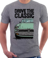 Drive The Classic MGB Rubber Bumper. T-shirt in Heather Grey Colour