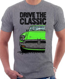 Drive The Classic MGB Rubber Bumper. T-shirt in Heather Grey Colour