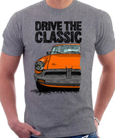 Drive The Classic MGB Rubber Bumper. T-shirt in Heather Grey Colour