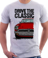 Drive The Classic MGB Rubber Bumper. T-shirt in White Colour