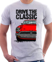 Drive The Classic MGB Rubber Bumper. T-shirt in White Colour