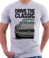 Drive The Classic MGB Rubber Bumper. T-shirt in White Colour