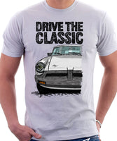 Drive The Classic MGB Rubber Bumper. T-shirt in White Colour