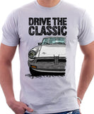 Drive The Classic MGB Rubber Bumper. T-shirt in White Colour