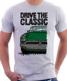 Drive The Classic MGB Rubber Bumper. T-shirt in White Colour