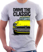 Drive The Classic MGB Rubber Bumper. T-shirt in White Colour