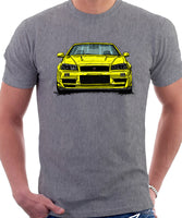 Nissan Skyline R34. T-shirt in Heather Grey Colour