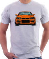 Nissan Skyline R34. T-shirt in White Colour