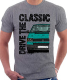 Drive The Classic VW Transporter T4 Early Model Black Bumper . T-shirt in Heather Grey Colour