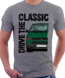 Drive The Classic VW Transporter T4 Early Model Black Bumper . T-shirt in Heather Grey Colour