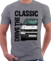 Drive The Classic VW Transporter T4 Early Model Black Bumper . T-shirt in Heather Grey Colour