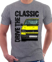 Drive The Classic VW Transporter T4 Early Model Black Bumper . T-shirt in Heather Grey Colour