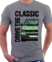 Drive The Classic VW Transporter T4 Late Model Black Bumper . T-shirt in Heather Grey Colour