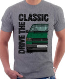 Drive The Classic VW Transporter T4 Late Model Black Bumper . T-shirt in Heather Grey Colour