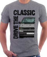 Drive The Classic VW Transporter T4 Late Model Black Bumper . T-shirt in Heather Grey Colour