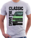 Drive The Classic VW Transporter T4 Late Model Black Bumper . T-shirt in White Colour