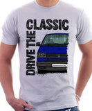 Drive The Classic VW Transporter T4 Late Model Black Bumper . T-shirt in White Colour