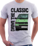 Drive The Classic VW Transporter T4 Early Model Black Bumper . T-shirt in White Colour