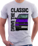 Drive The Classic VW Transporter T4 Early Model Black Bumper . T-shirt in White Colour