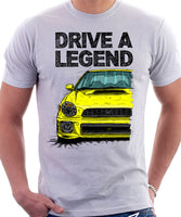 Drive The Legend Subaru Impreza Bugeye WRX. T-shirt in White Colour