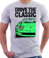 Drive The Classic Toyota Celica 6 Generation Prefacelift. T-shirt in White Colour