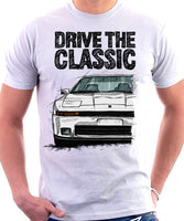 Drive The Classic Toyota Supra Mk3 Early Model. T-shirt in White Colour