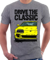 Drive The Classic Toyota Supra Mk4. T-shirt in Heather Grey Colour