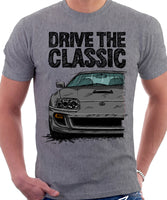 Drive The Classic Toyota Supra Mk4 Turbo Europe. T-shirt in Heather Grey Colour