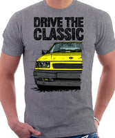 Drive The Classic Vauxhall Nova Late Model. T-shirt in Heather Grey Colour