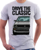 Drive The Classic VW Golf Mk2 Early Model. T-shirt in White Colour