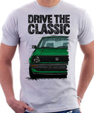 Drive The Classic VW Golf Mk2 Early Model. T-shirt in White Colour